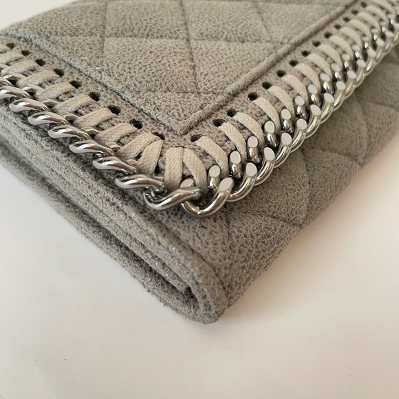 Stella McCartney Falabella Quilted Wallet Gray Compact Bifold - Picture 12 of 12